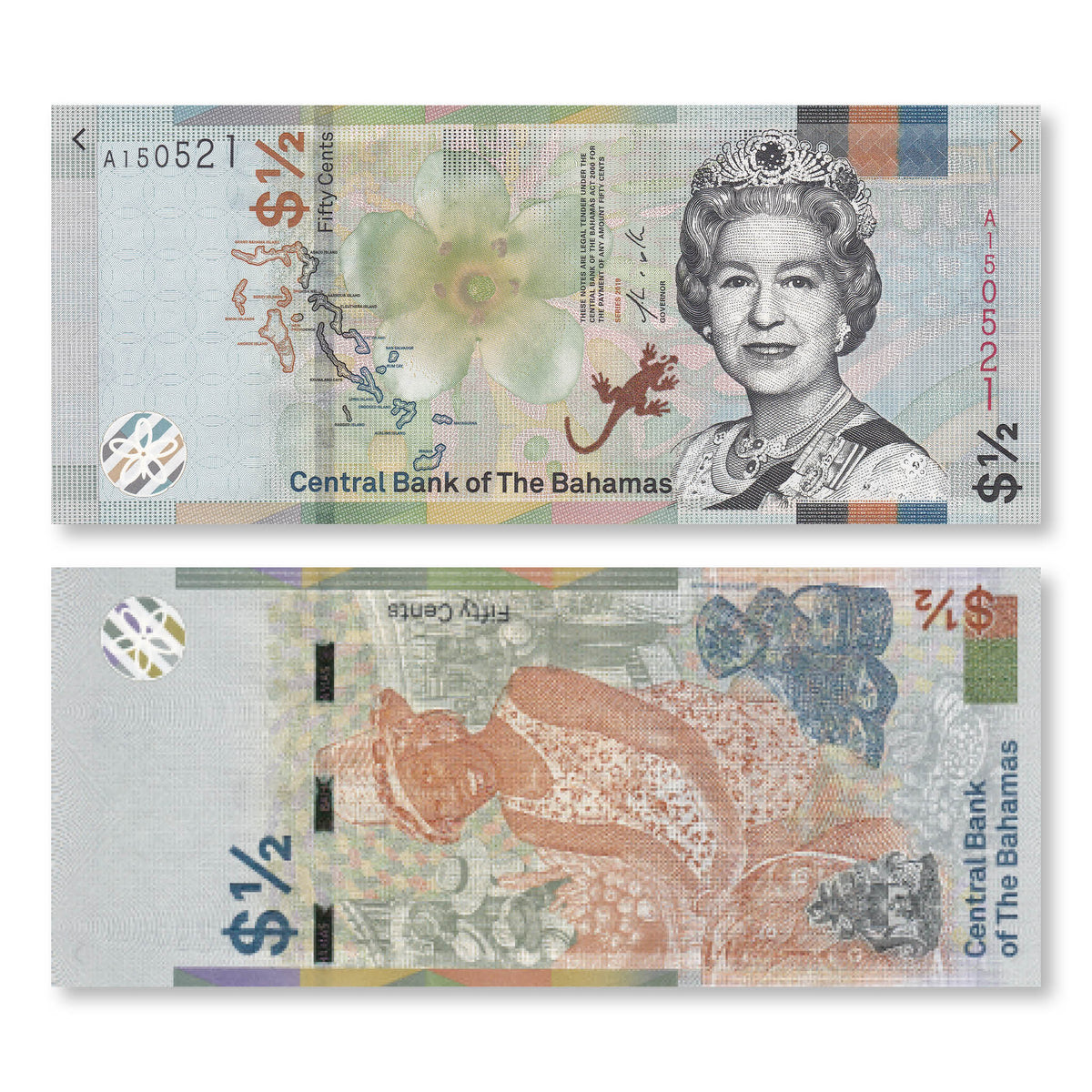 Bahamas Half Dollar, 2019, B348a, UNC - Robert's World Money - World Banknotes