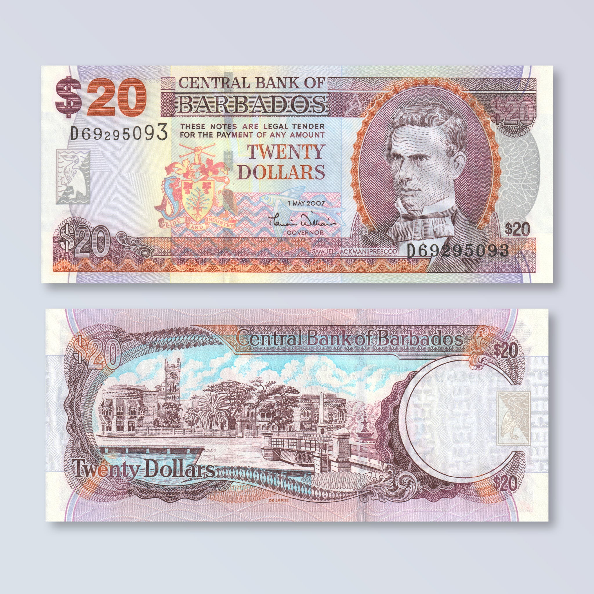 Barbados 20 Dollars, 2007, B228a, P69a, UNC - Robert's World Money - World Banknotes