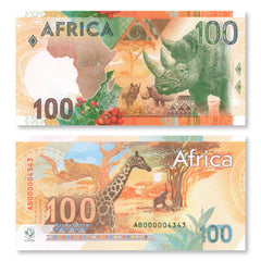 Goznak Test Notes, Set of 3, 2025, Africa: Lion, Rhino, Elephant, UNC