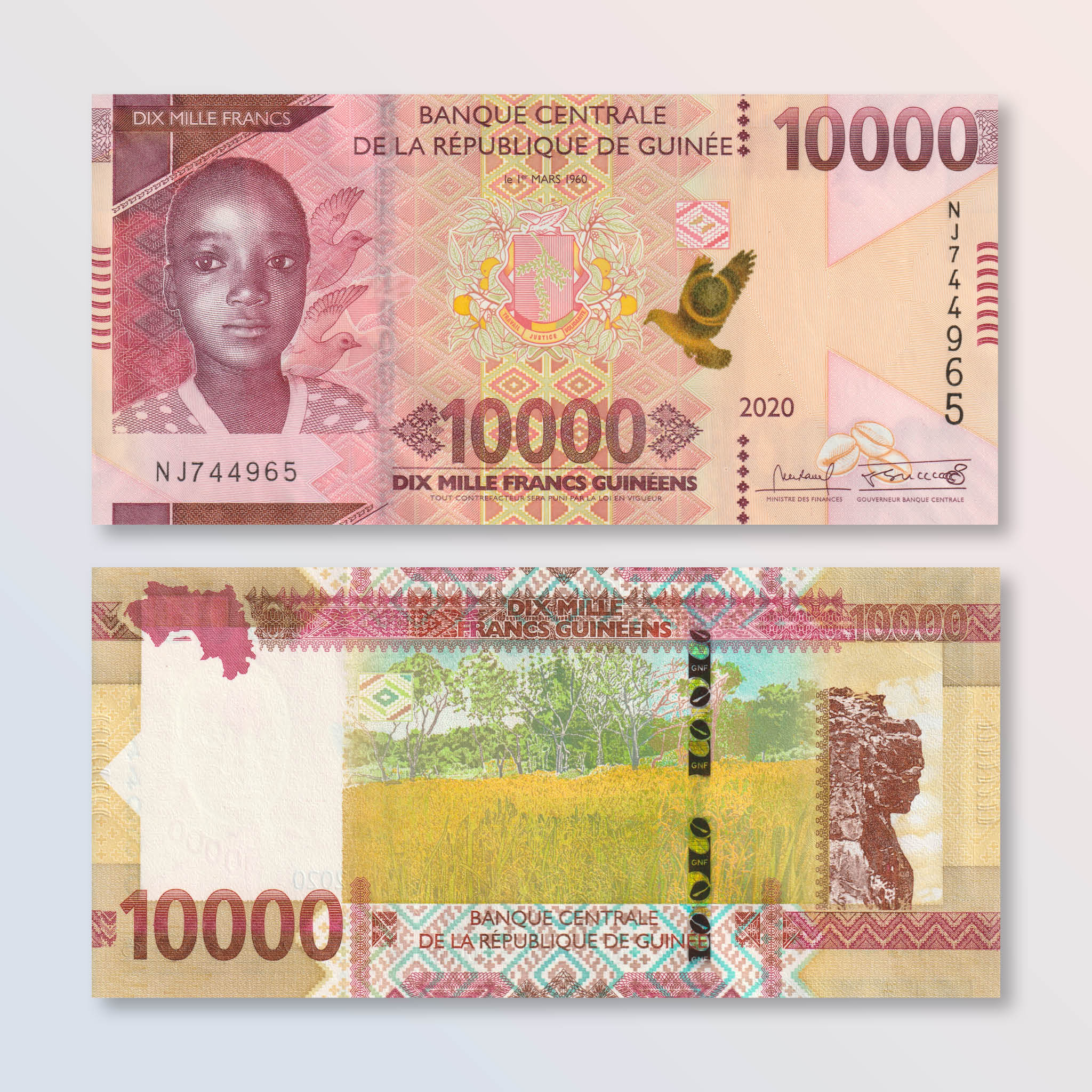 Guinea 10000 Francs, 2020, B343b, UNC - Robert's World Money - World Banknotes