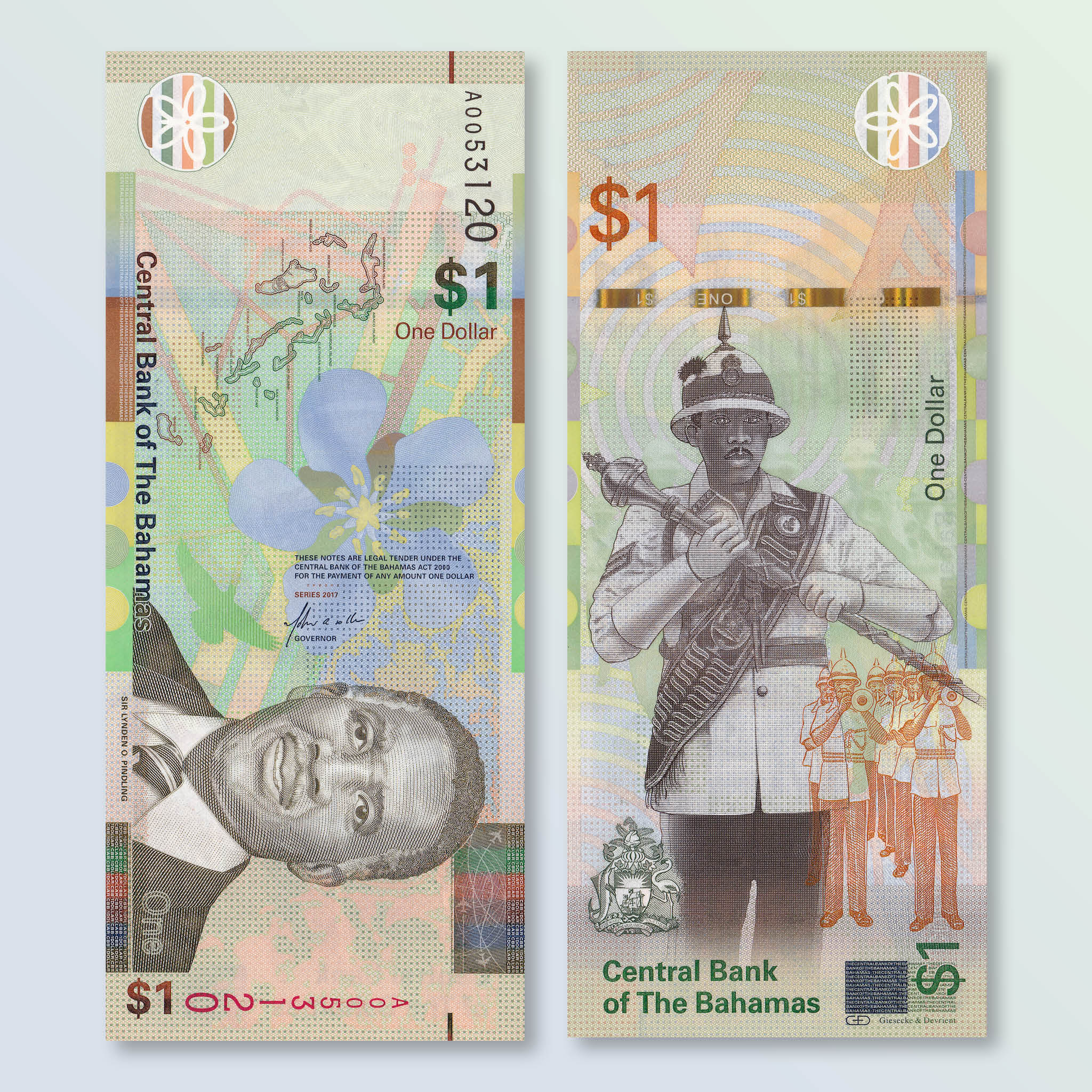 Bahamas 1 Dollar, 2017, B349a, P77a, UNC - Robert's World Money - World Banknotes