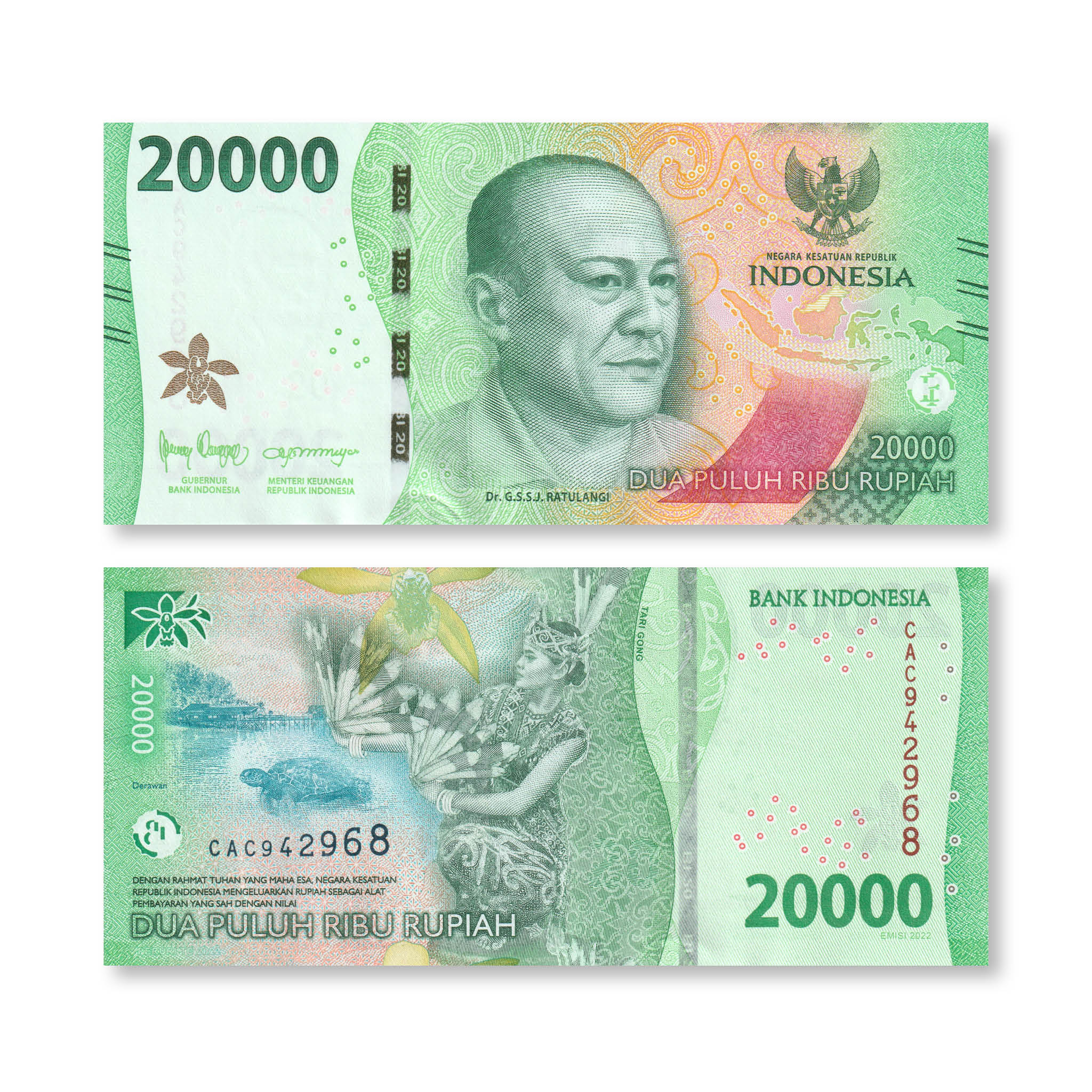 Indonesia Full Set: 1,000–100,000 Rupiah, 2022, B617–B623, UNC - Robert's World Money - World Banknotes