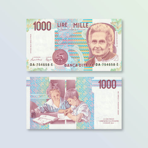 Italy 1000 Lire, 1990, B465a, P114a, UNC - Robert's World Money - World Banknotes