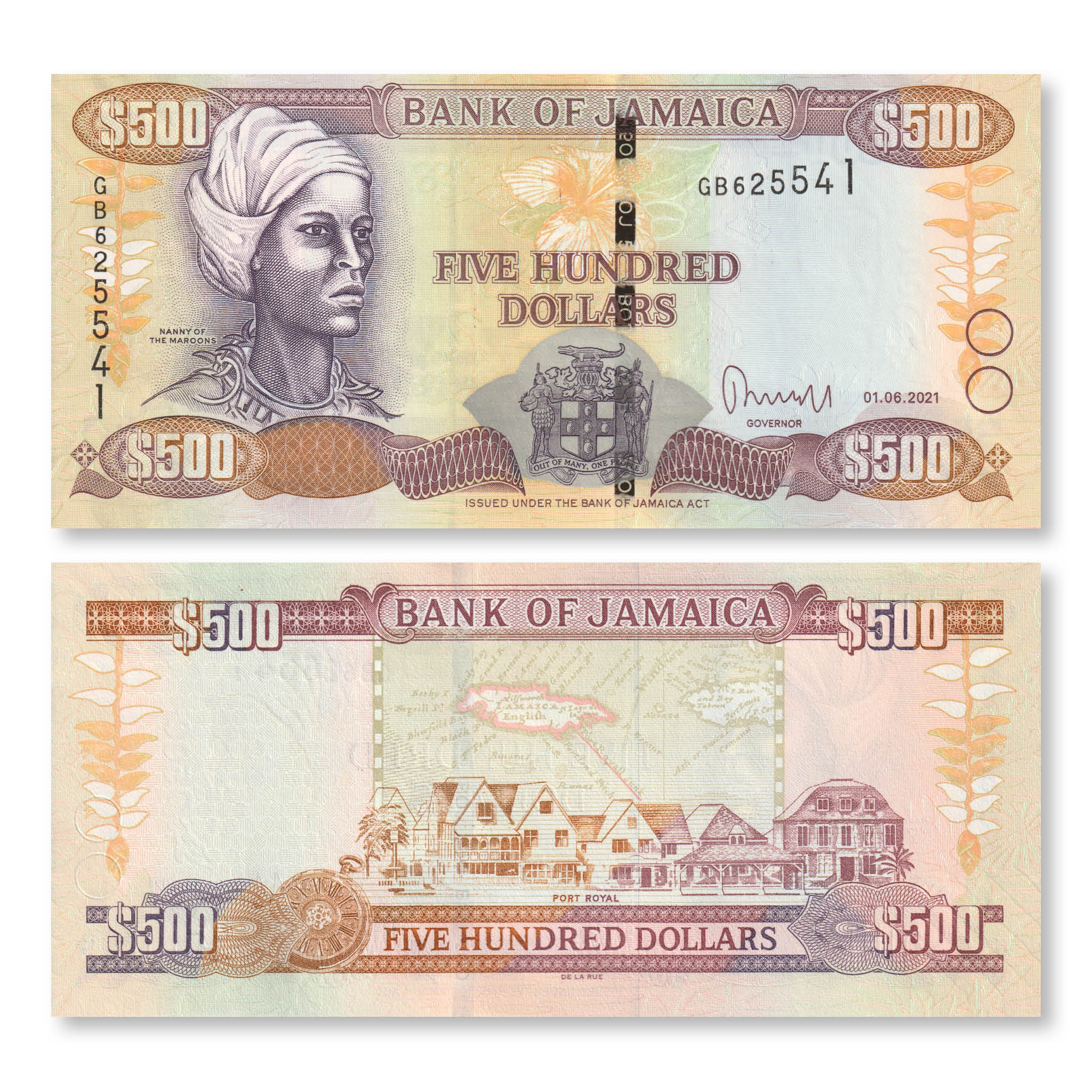 Jamaica Set: 50–1,000 Dollars, 2021, B240–41 B249–50,P85–86, P94–95, UNC - Robert's World Money - World Banknotes