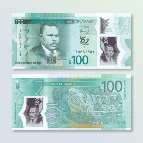 Jamaica 100 Dollars, 2022 (2023) Commemorative, B252a, UNC - Robert's World Money - World Banknotes