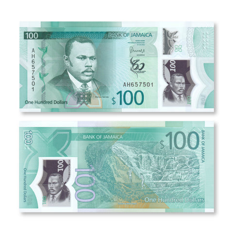 Jamaica 100 Dollars, 2022 (2023) Commemorative, B252a, UNC - Robert's World Money - World Banknotes