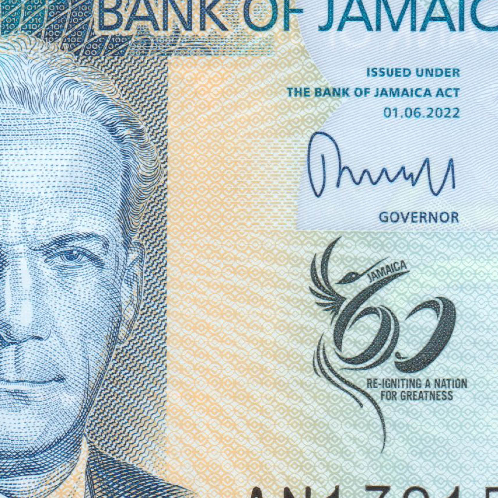 Jamaica 1000 Dollars, 2022 (2023) Commemorative, B254a, UNC - Robert's World Money - World Banknotes