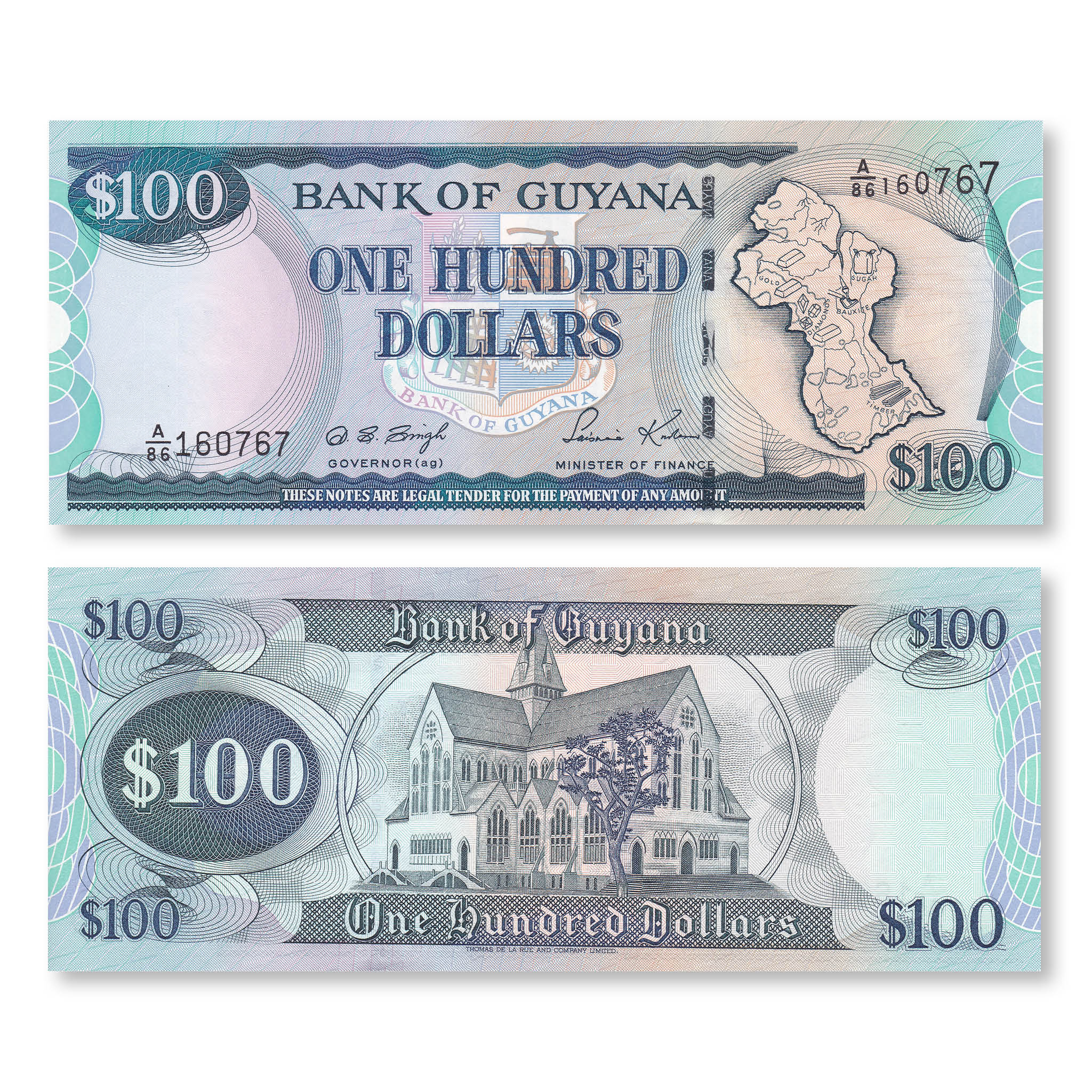 Guyana 100 Dollars, 1998, B109c, P31, UNC - Robert's World Money - World Banknotes