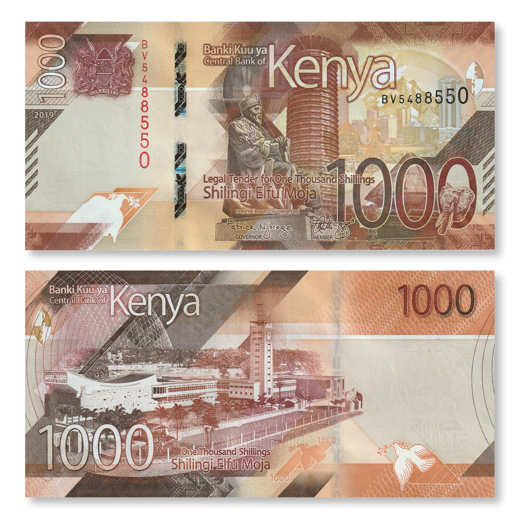 Kenya 1000 Shillings, 2019, B148a, UNC - Robert's World Money - World Banknotes