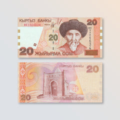 Kyrgyzstan 20 Som, 2002, B213a, P19, UNC - Robert's World Money - World Banknotes