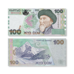 Kyrgyzstan 100 Som, 2002, B215a, P21, UNC - Robert's World Money - World Banknotes