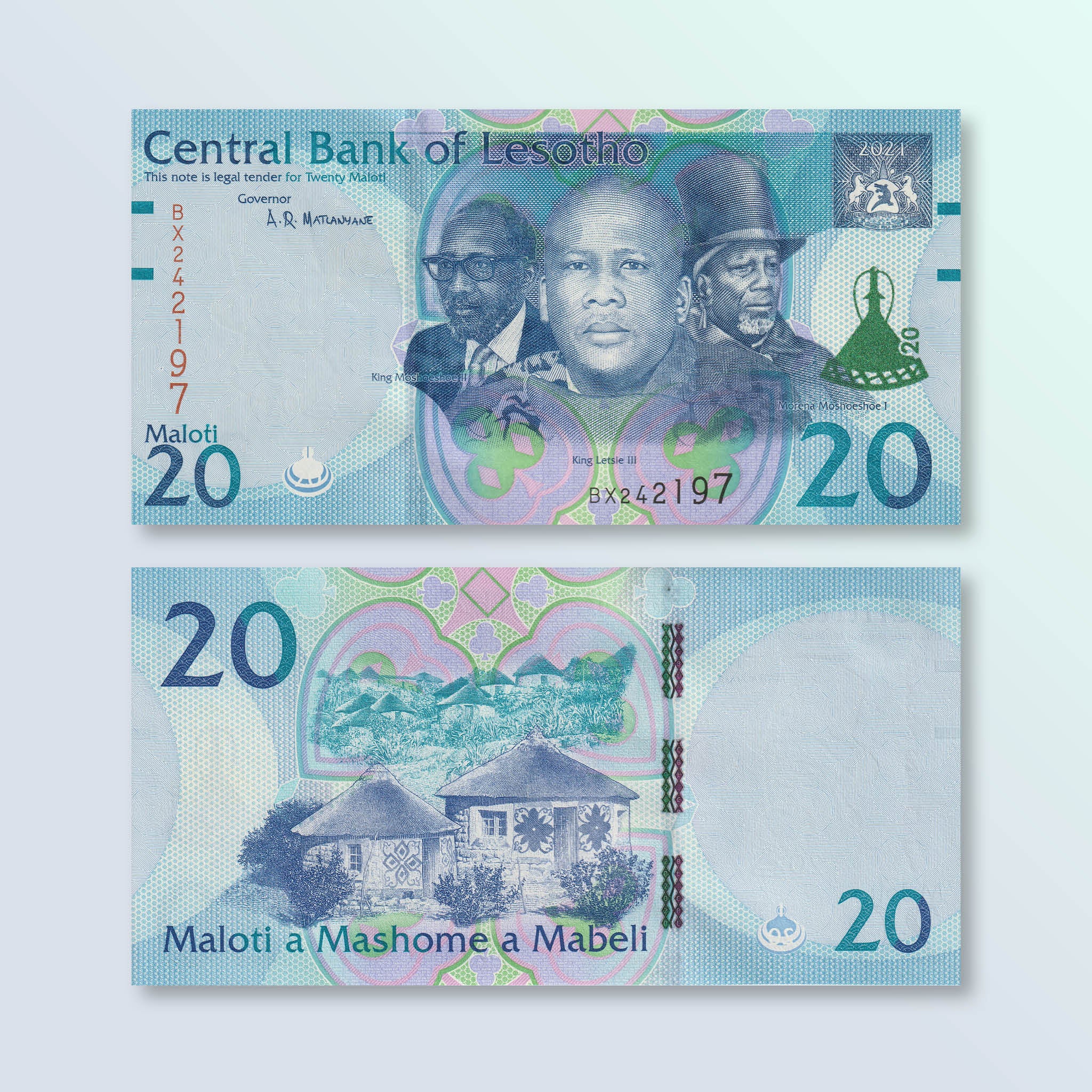 Lesotho 20 Maloti, 2021, B228a, UNC - Robert's World Money - World Banknotes
