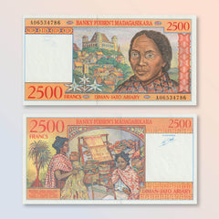 Madagascar 2500 Francs, 1998, B313a, P81, UNC - Robert's World Money - World Banknotes