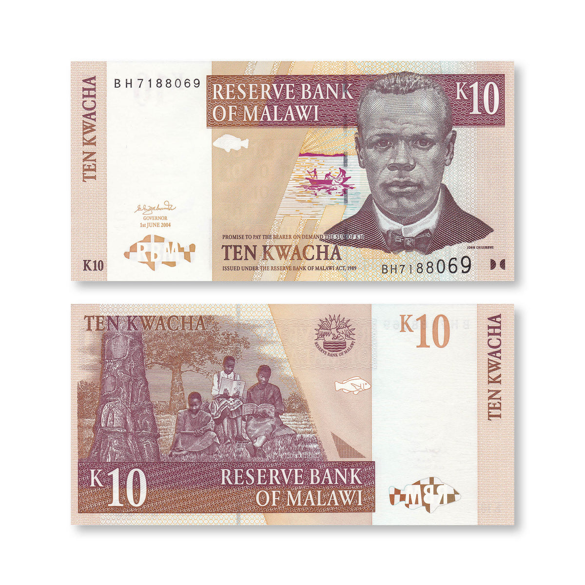 Malawi 10 Kwacha, 2004, B142c, P51, UNC - Robert's World Money - World Banknotes
