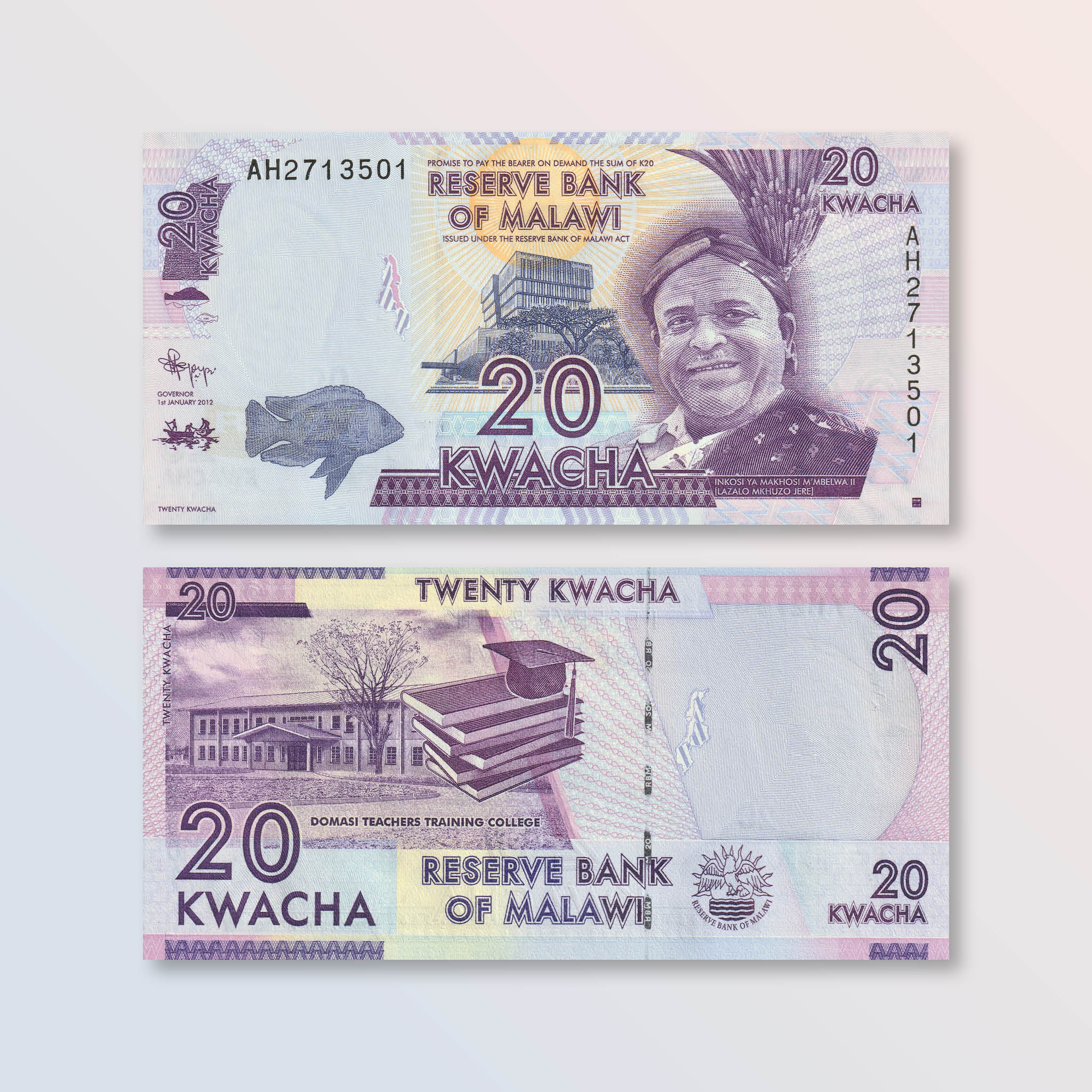 Malawi 20 Kwacha, 2012, B150a, P57a, UNC - Robert's World Money - World Banknotes