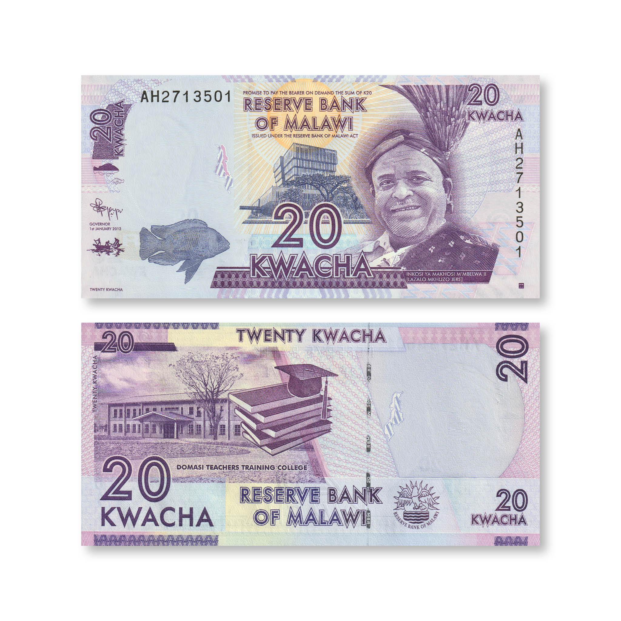 Malawi 20 Kwacha, 2012, B150a, P57a, UNC - Robert's World Money - World Banknotes