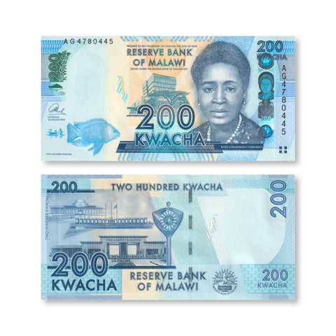 Malawi 200 Kwacha, 2013, B153b, P60b, UNC - Robert's World Money - World Banknotes
