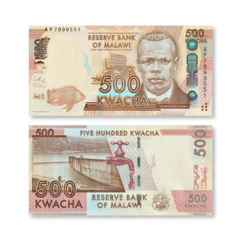 Malawi 500 Kwacha, 2013, B154b, P61b, UNC - Robert's World Money - World Banknotes