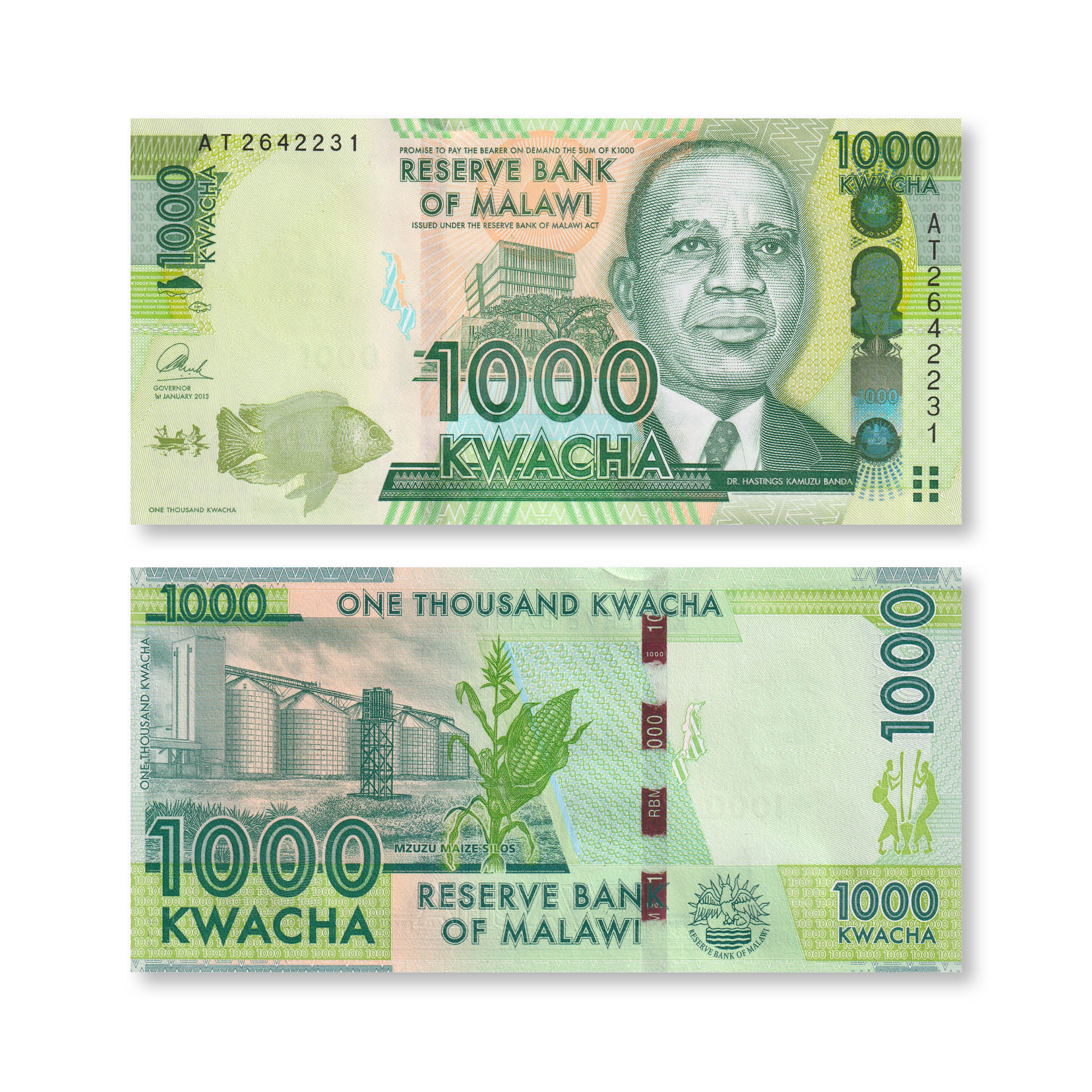 Malawi 1000 Kwacha, 2013, B155b, P62b, UNC - Robert's World Money - World Banknotes