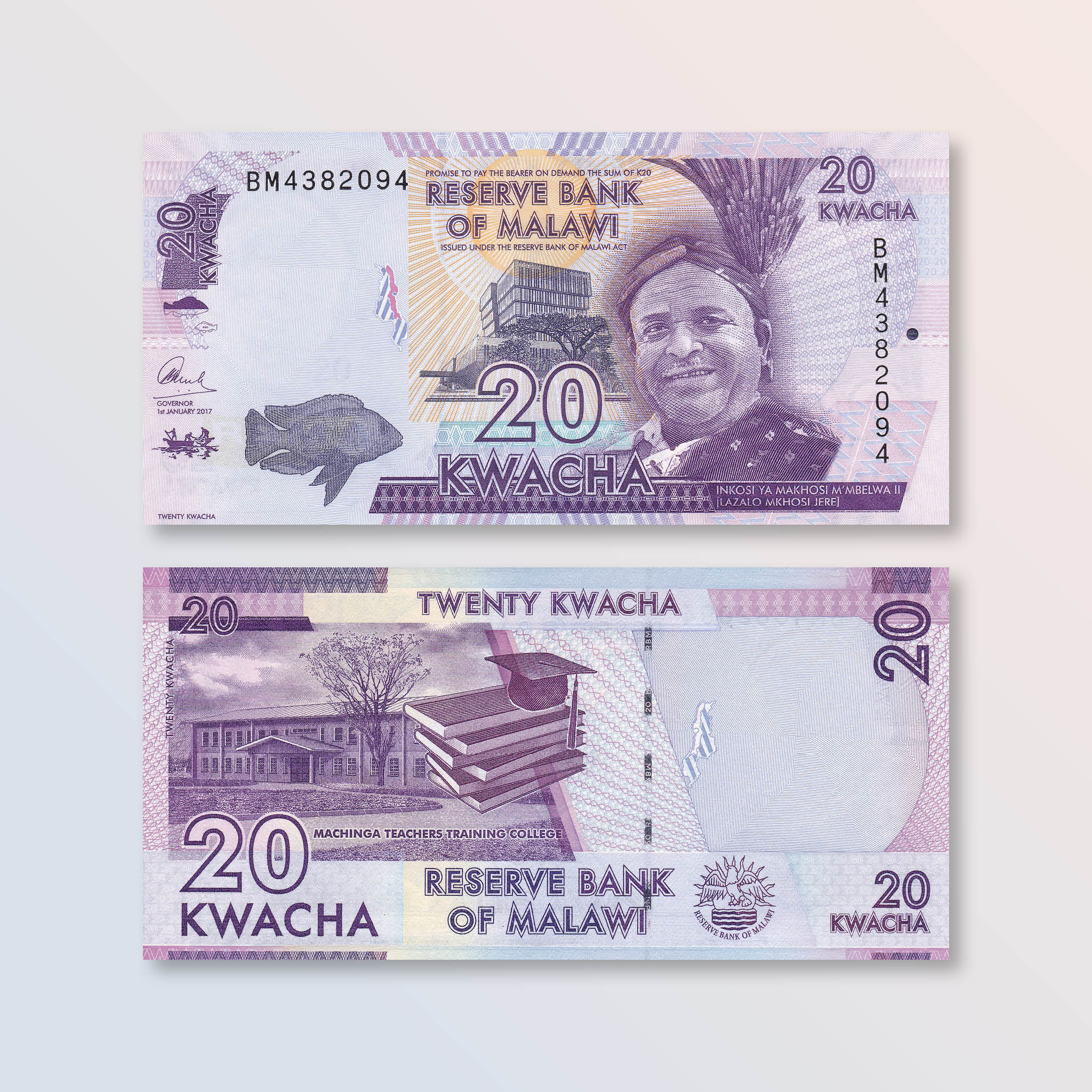 Malawi 20 Kwacha, 2017, B157d, P63d, UNC - Robert's World Money - World Banknotes