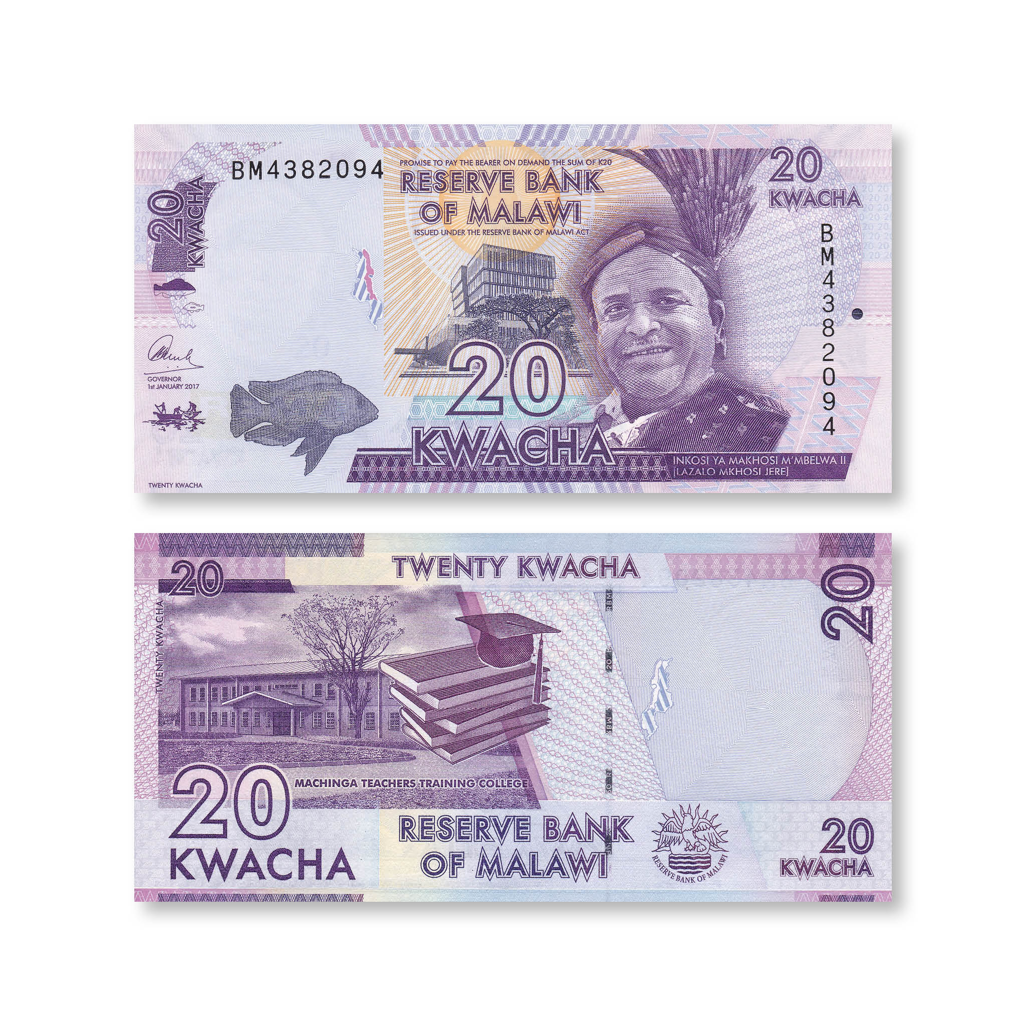 Malawi 20 Kwacha, 2017, B157d, P63d, UNC - Robert's World Money - World Banknotes