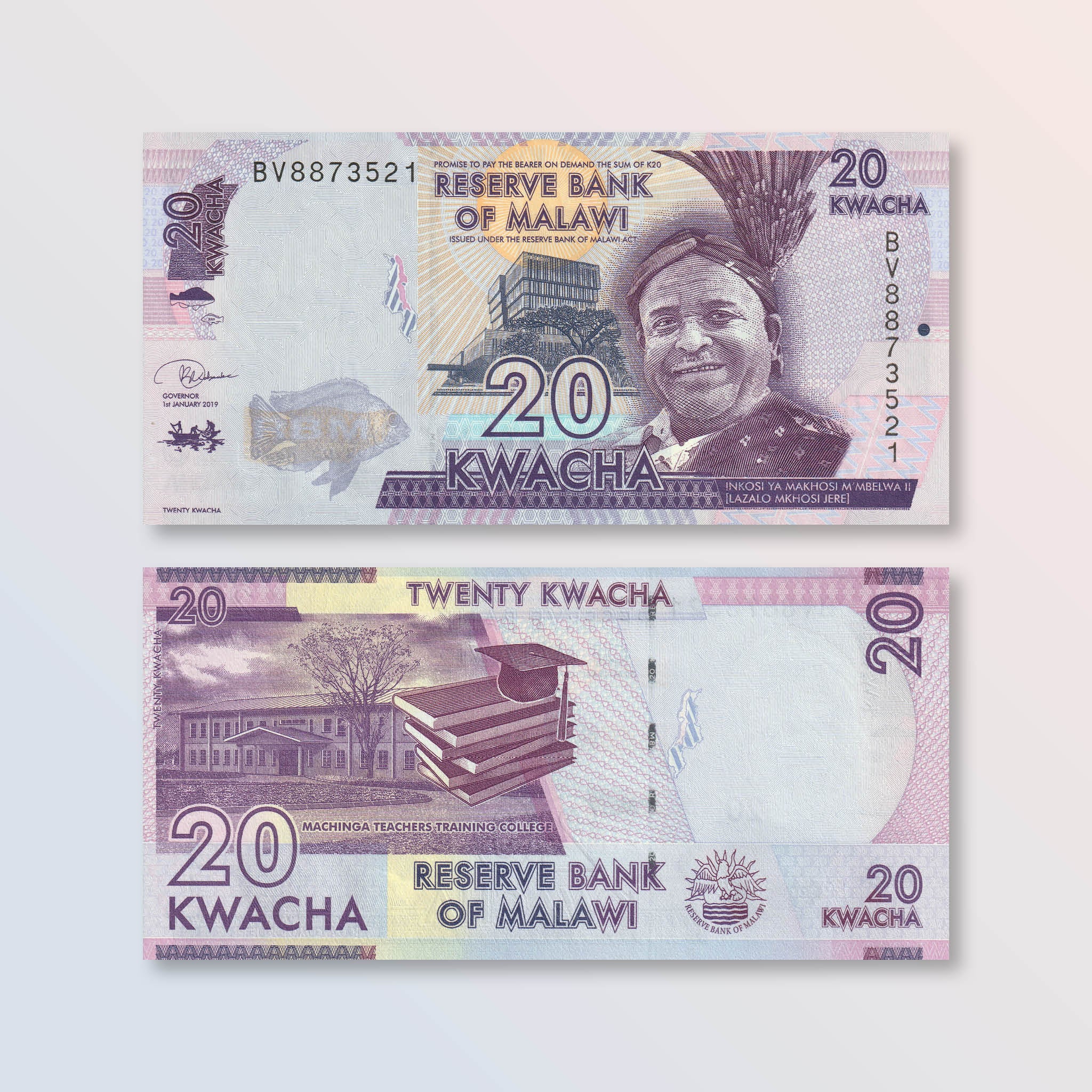 Malawi 20 Kwacha, 2019, B157e, P63, UNC - Robert's World Money - World Banknotes