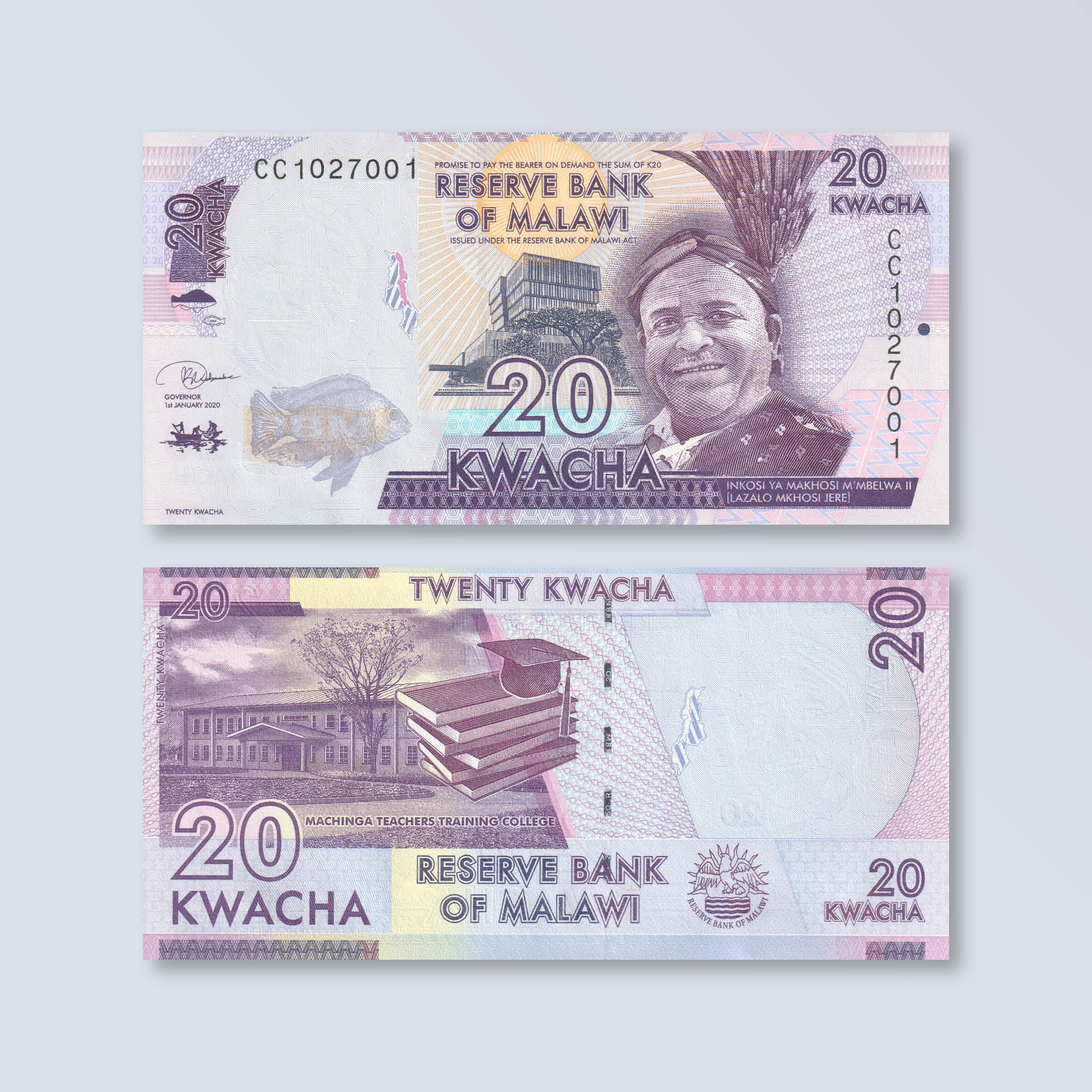 Malawi 20 Kwacha, 2020, B157f, P63, UNC - Robert's World Money - World Banknotes