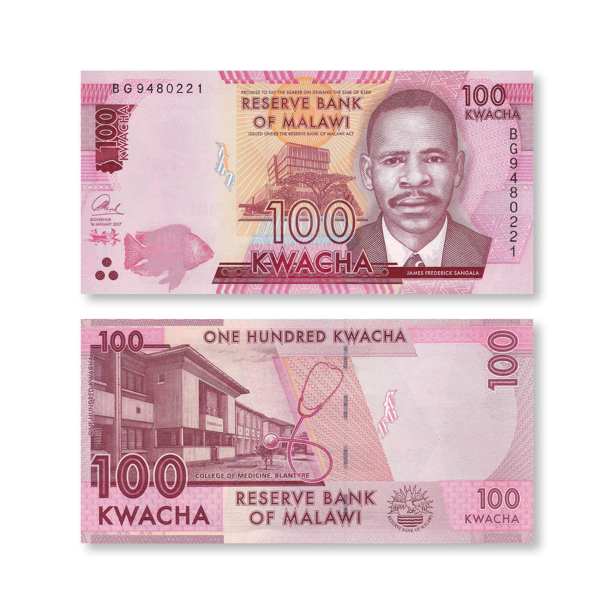 Malawi 100 Kwacha, 2017, B159c, P65c, UNC - Robert's World Money - World Banknotes