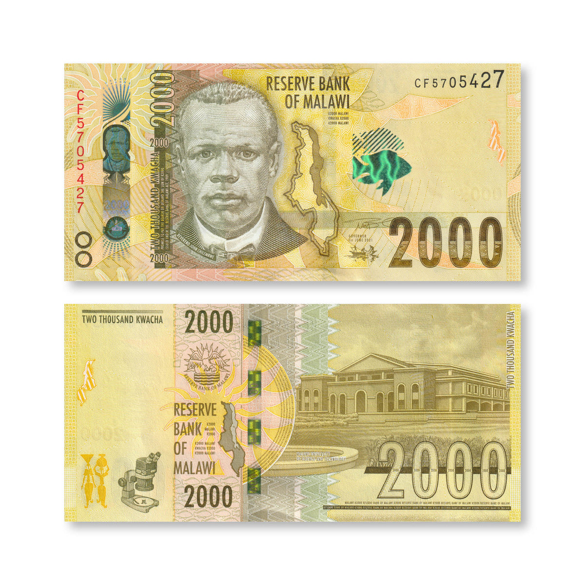 Malawi 2000 Kwacha, 2021, B163e, P69, UNC - Robert's World Money - World Banknotes
