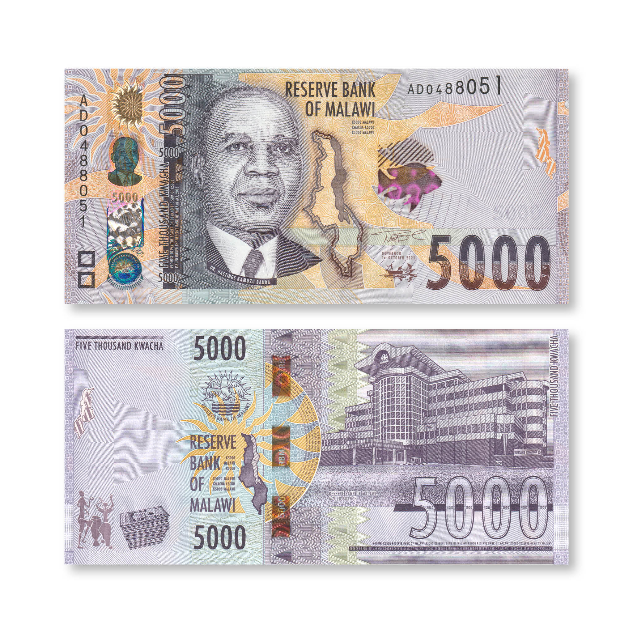 Malawi 5000 Kwacha, 2021 (2022), B165a, UNC - Robert's World Money - World Banknotes