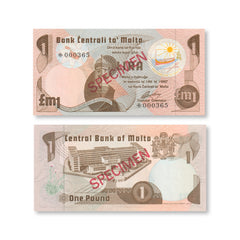 Malta Specimen Set: 1, 5 & 10 Liri, 1979, BNP201a, PCS1, UNC