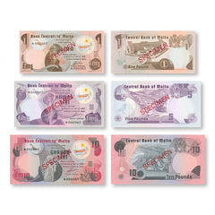 Malta Specimen Set: 1, 5 & 10 Liri, 1979, BNP201a, PCS1, UNC