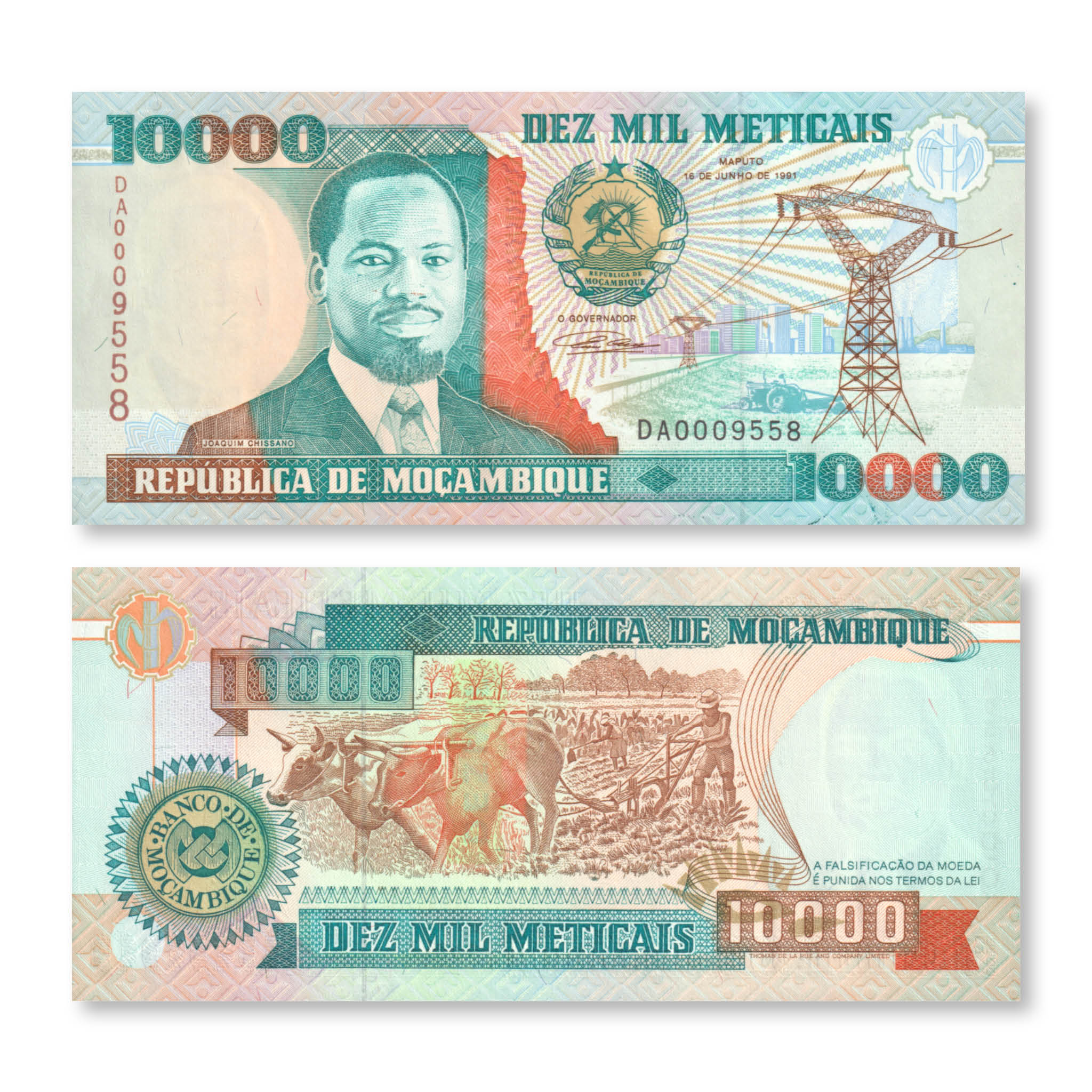 Mozambique 10,000 Meticais, 1991, B222a, P137, UNC - Robert's World Money - World Banknotes