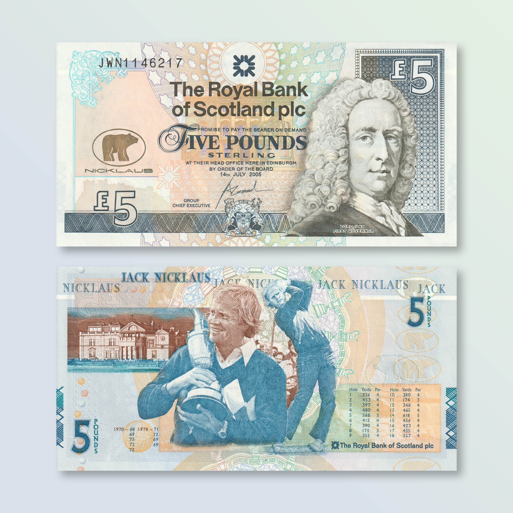 Scotland 5 Pounds, 2005, B502a, P365, UNC - Robert's World Money - World Banknotes