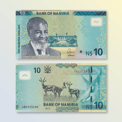 Namibia 10 Dollars, 2015, B216a, P16, UNC - Robert's World Money - World Banknotes
