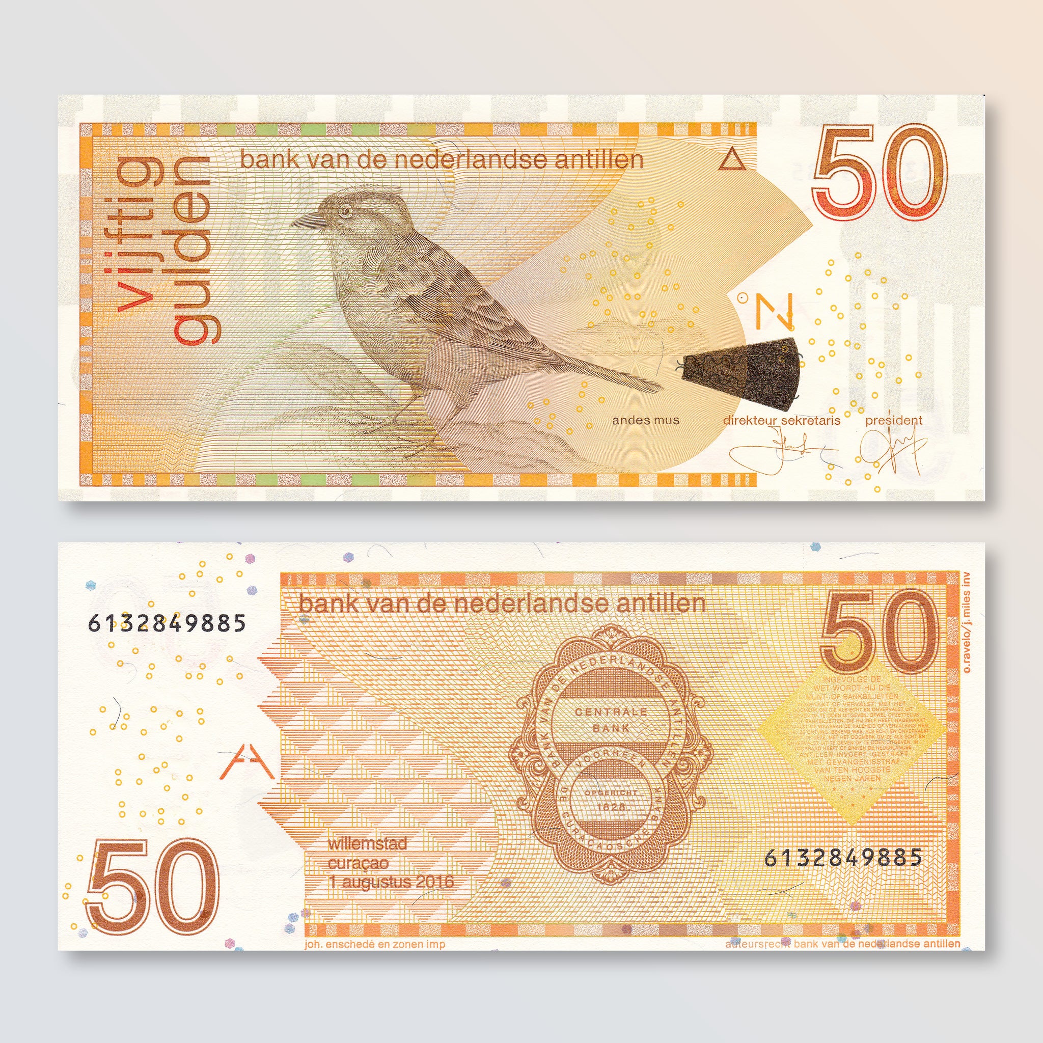 Netherlands Antilles 50 Gulden, 2016, B227h, P30h, UNC - Robert's World Money - World Banknotes