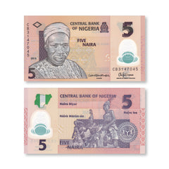 Nigeria 5 Naira, 2015, B234g, P38f, UNC
