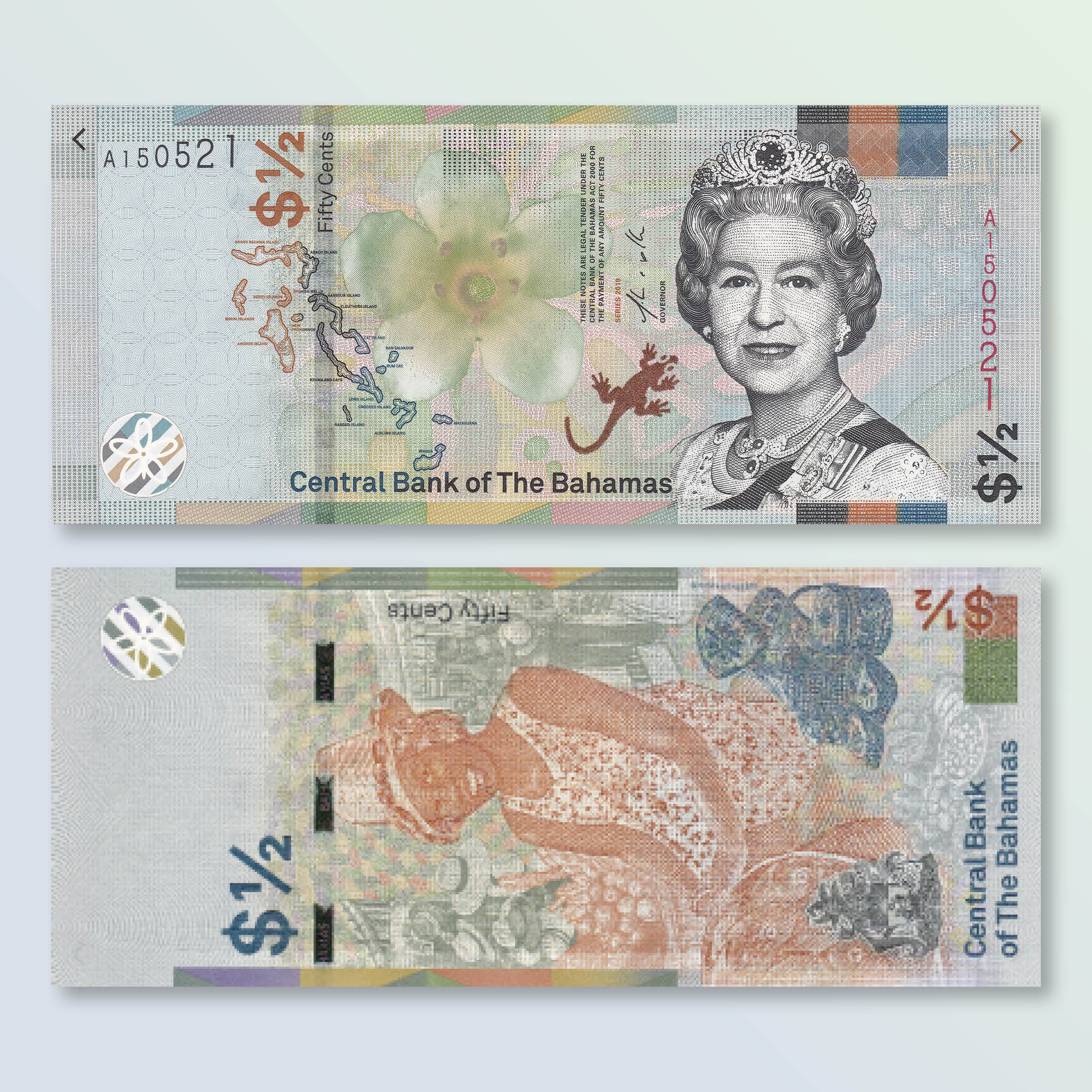 Bahamas Half Dollar, 2019, B348a, UNC - Robert's World Money - World Banknotes