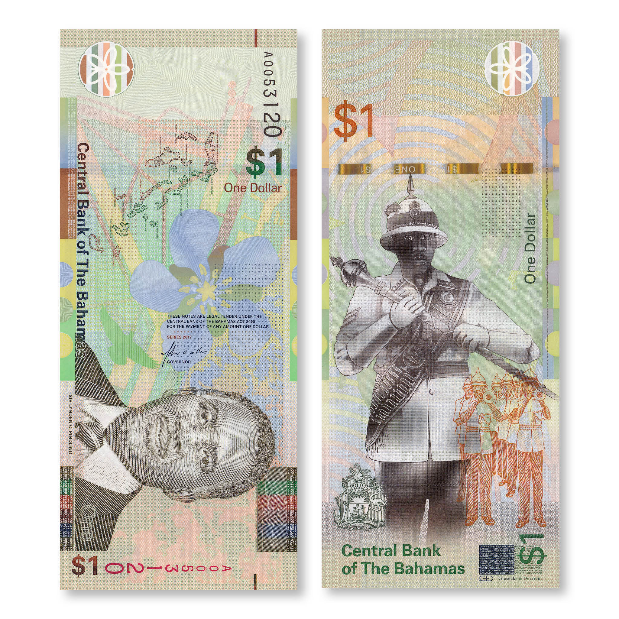 Bahamas 1 Dollar, 2017, B349a, P77a, UNC - Robert's World Money - World Banknotes