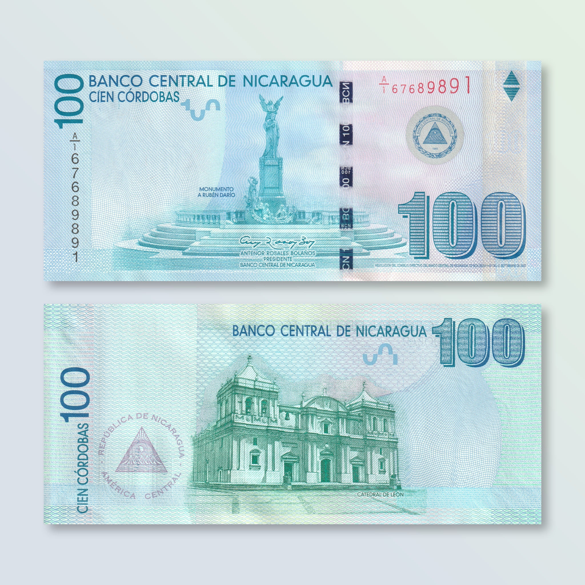Nicaragua 100 Córdobas, 2007 (2012), Commemorative, B504a, P208, UNC - Robert's World Money - World Banknotes