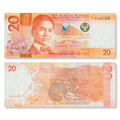 Philippines 20 Piso, 2022, New Bank Seal, B1096a, UNC