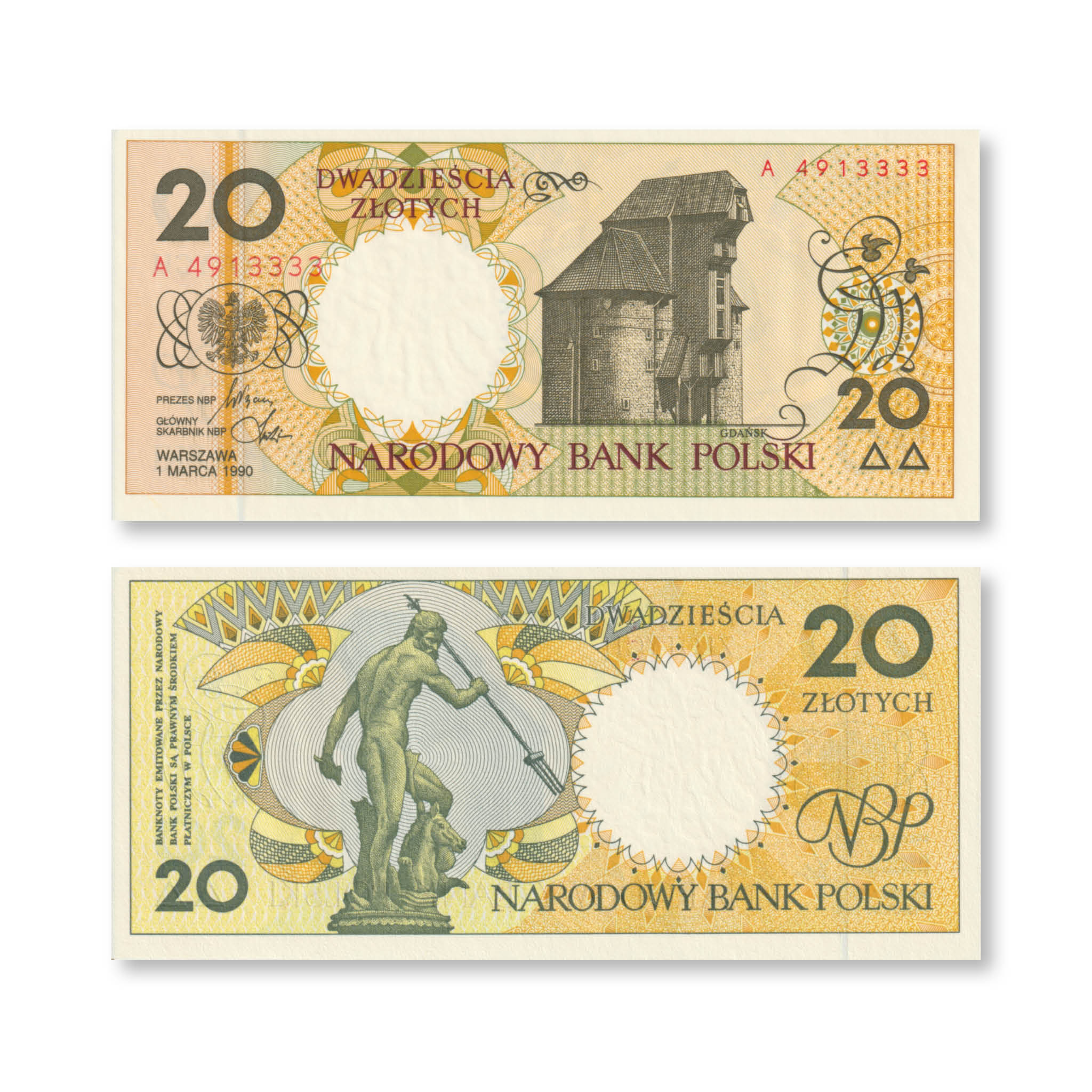 Poland Full Set: 1–500 Zlotych, 1990, BNP810, P164–P172, Unissued Series, UNC - Robert's World Money - World Banknotes