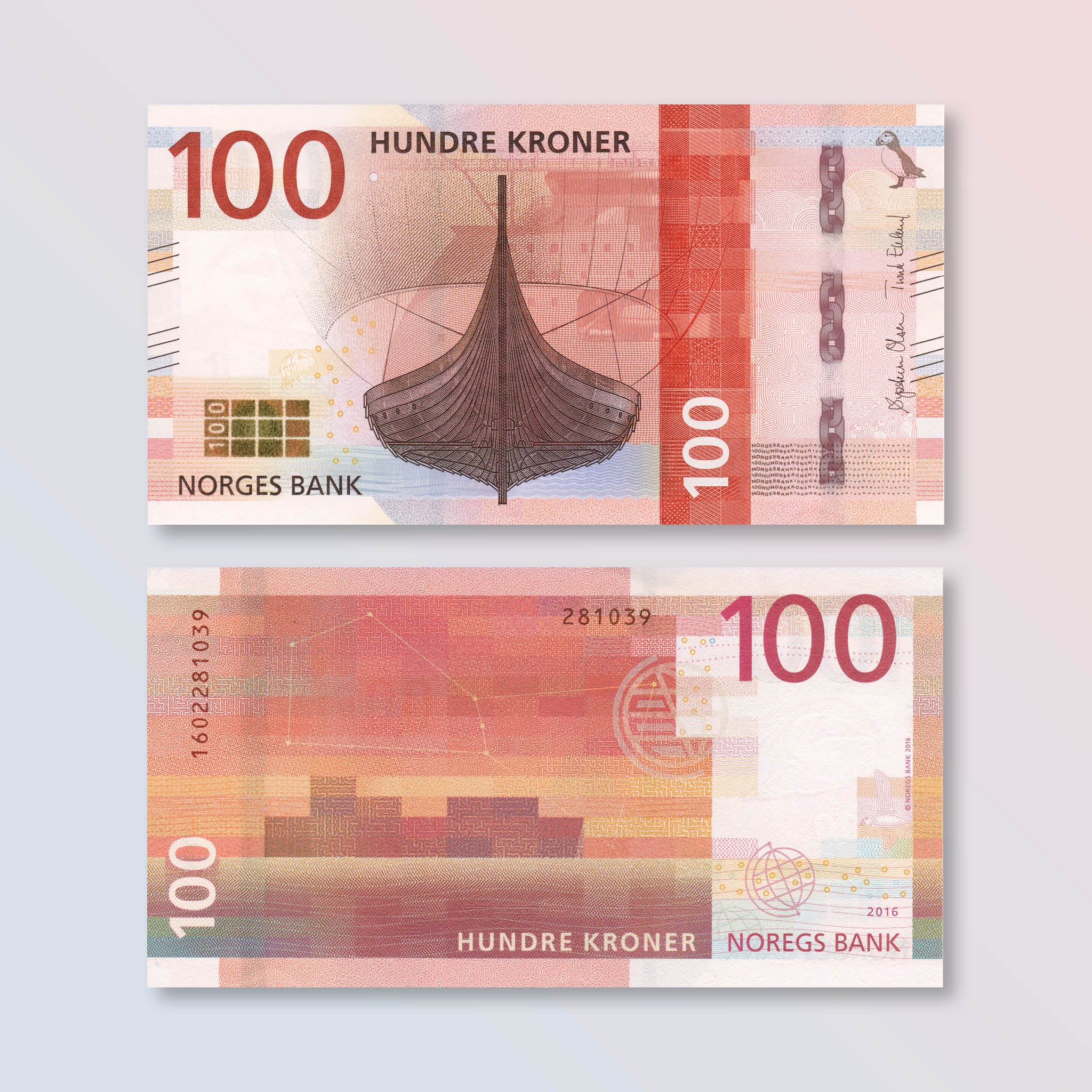 Norway 100 Kroner, 2016, P54, UNC - Robert's World Money - World Banknotes