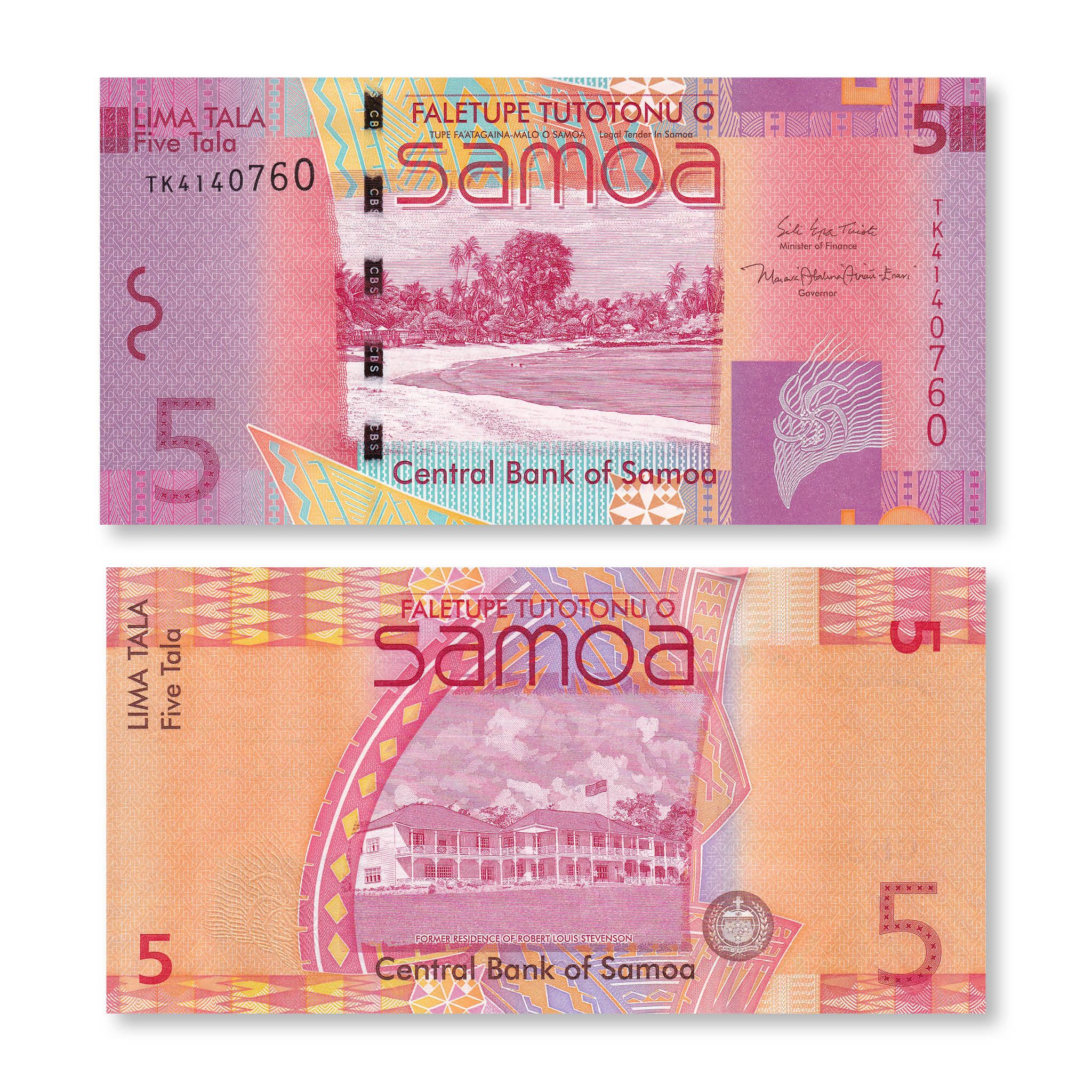 Samoa 5 Tālā, 2017, B113c, P38c, UNC - Robert's World Money - World Banknotes