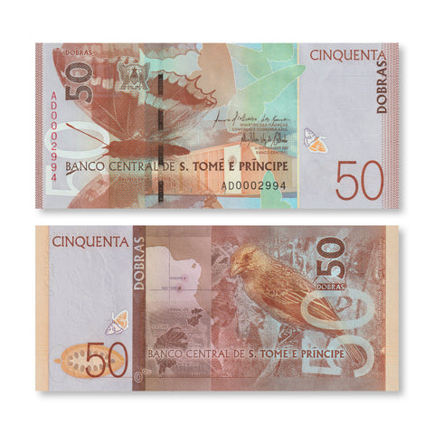 São Tomé & Príncipe 50 Dobras, 2016 (2018), B311a, P73, UNC - Robert's World Money - World Banknotes