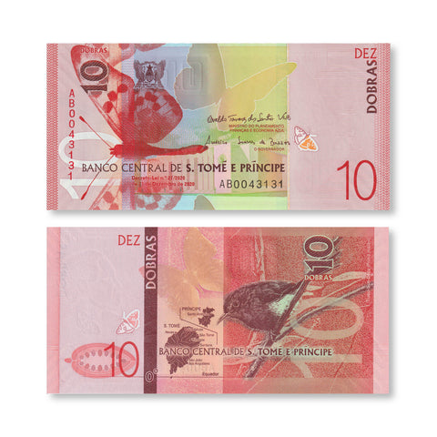 São Tomé & Príncipe 10 Dobras, 2020, B315a, UNC - Robert's World Money - World Banknotes