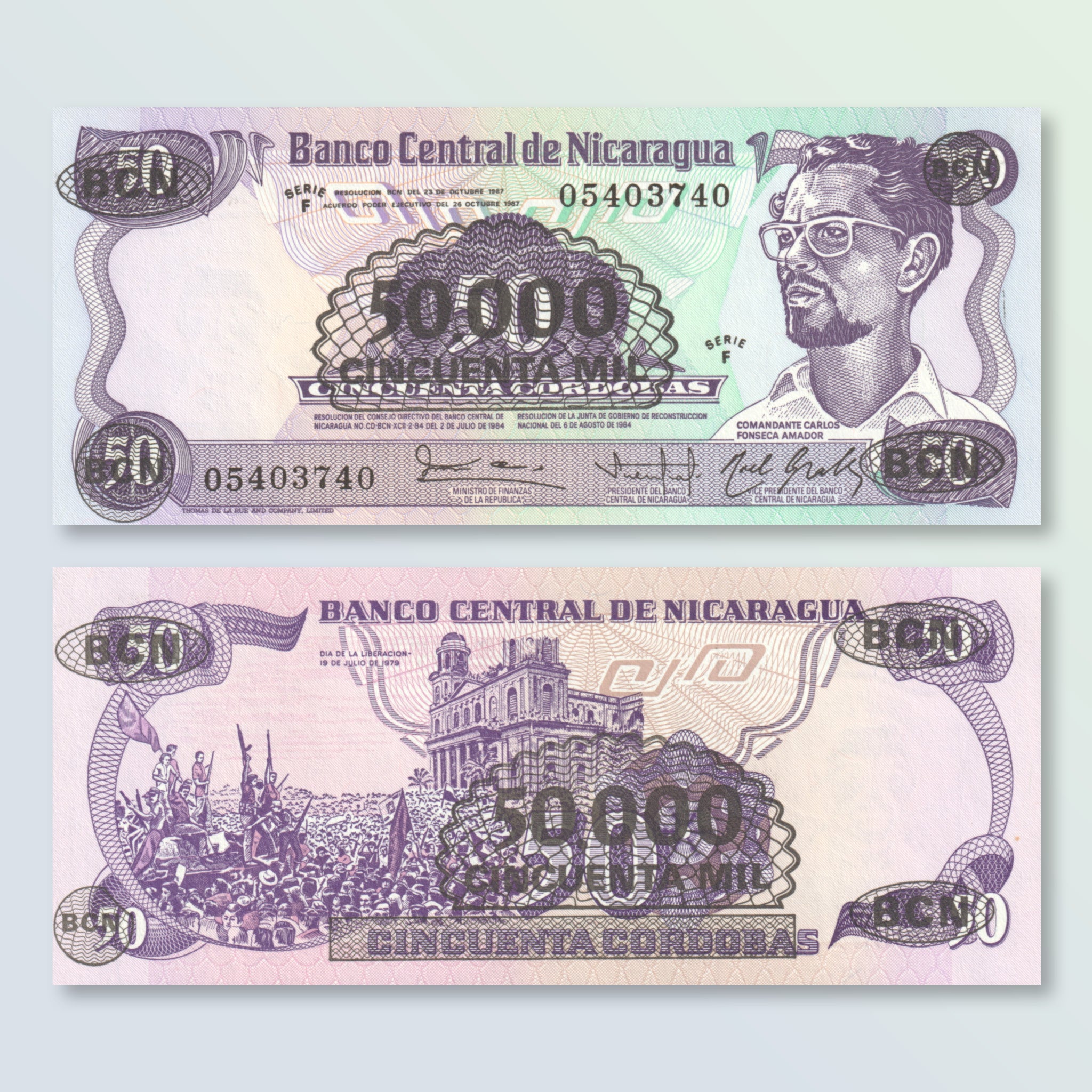 Nicaragua 50000 Córdobas, 1987, B442a, P148, UNC - Robert's World Money - World Banknotes