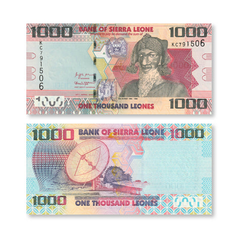 Sierra Leone Superset: 2021 & 2022 Old & New Denomination Leones, UNC - Robert's World Money - World Banknotes