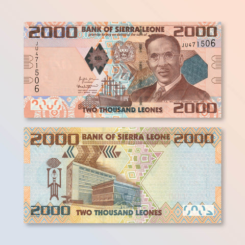 Sierra Leone 2000 Leones, 2021, B126f, P31, UNC - Robert's World Money - World Banknotes