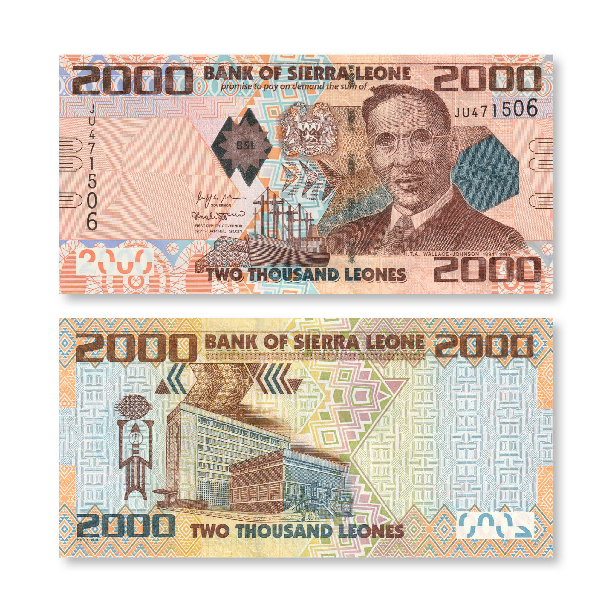 Sierra Leone Superset: 2021 & 2022 Old & New Denomination Leones, UNC - Robert's World Money - World Banknotes